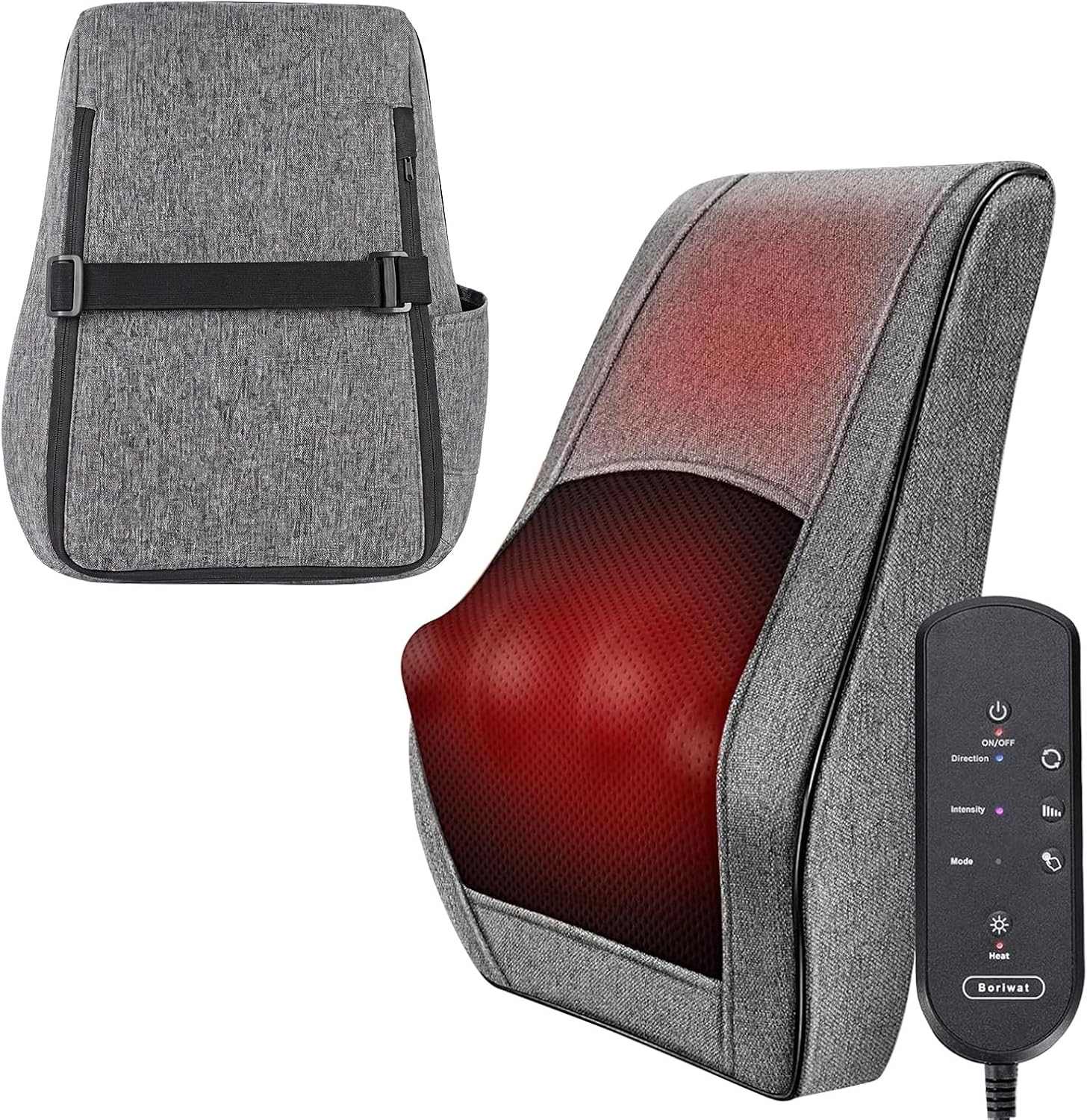 Boriwat Neck and Back Massager with Heat, 3D Kneading Shiatsu Massage Pillow for Neck, Back, Shoulders, Legs, Deep Tissue Relief for Sore Muscles, Home & Car, Great Gift for Women, Men, Mom, Dad
